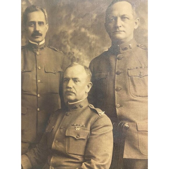 Antique WWI US ARMY Military Photo Three Officers Circa Early 20th Century - Picture 2 of 5